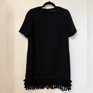 Zara Black Shift Dress with Tassel Hem